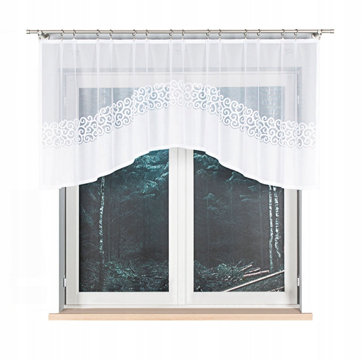 Gotowe firanki do kuchni łazienki firana żakardowa krótka 250x90 cm DANIELA biała dekoracja okienna mocowana na żabki
