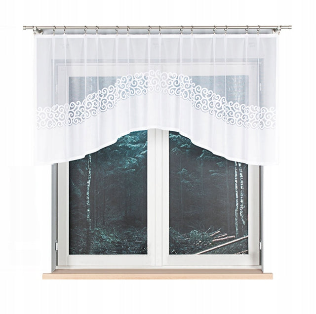 Gotowe firanki do kuchni łazienki firana żakardowa krótka 250x90 cm daniela biała dekoracja okienna mocowana na żabki