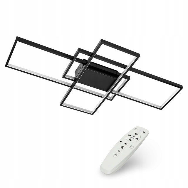 Lampa Sufitowa Wisząca Plafon LED Żyrandol 72W regulacja 3000-6500K Pilot czarna aluminiowa 3 punktowa do salonu jadalni zintegrowane źródło światła