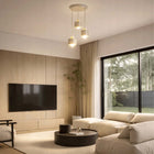 Lampa sufitowa wisząca żyrandol LED 3x E27 Beżowa złota żyrandol loft gold metalowa oprawa oświetleniowa do salonu i