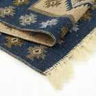 Dywan kilim tkany dwustronny wzór 80x150cm frędzle bawełniany chodnik orientalny niebieski prostokątny do wnętrz