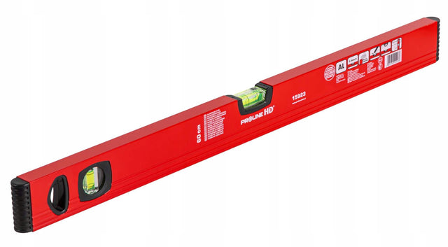 Proline HD Poziomica aluminiowa, uchwyt, 2 libelki - 60 cm poziomnica do prac remontowych i budowlanych, narzędzie pomiarowe do wyznaczania poziomu