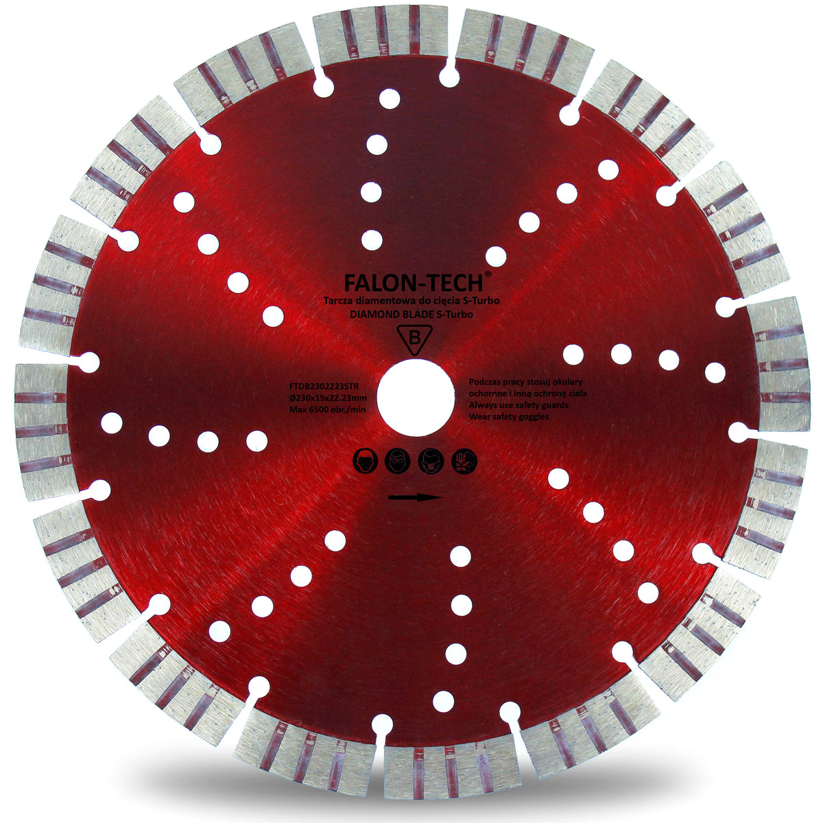 TARCZA DIAMENTOWA S-TURBO BETONU KOSTKI 230 15 MM dysk do cięcia cegieł, kamienia, płyt cementowych i g-k, otwór 22,2 mm