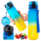 Butelka Na Wodę Bidon Tritan 500 ml Miarka Pasek do Szkoły Pracy BPA Free pojemnik z podziałką, sportowy, turystyczny