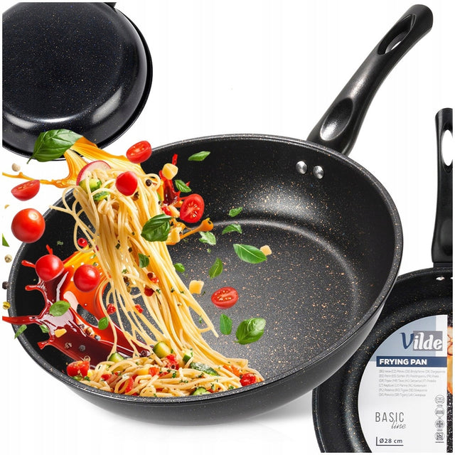 Patelnia granitowa nieprzywierająca do smażenia duszenia basic line 28 cm na kuchenkę gazową, elektryczną i ceramiczną, można myć w zmywarce, chłodne