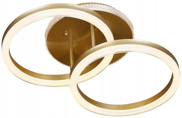 Lampa LED ring złota lampa Sufitowa LED Oprawa sufitowa + Pilot plafon do salonu, nowoczesne oświetlenie, 2 punkty światła, metalowy, szerokość 50 cm