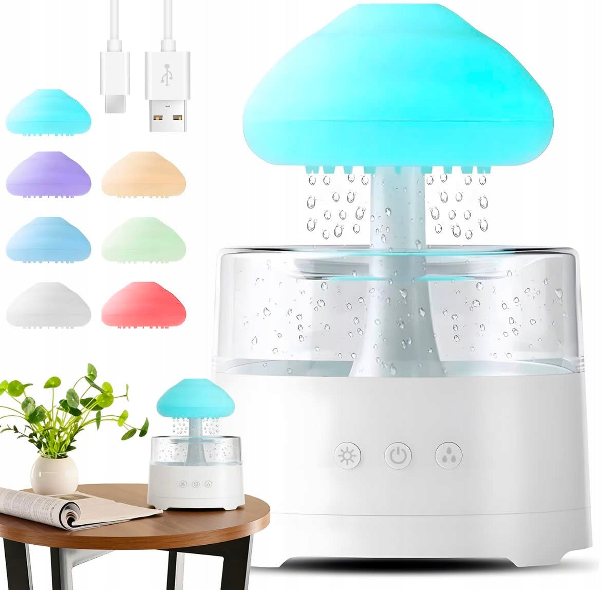 Nawilżacz Ruhhy z lampką nocną LED 0,45 l aromatyzer biały 10 w