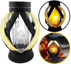 Znicz solarny lampion czarno - złoty nowoczesny znicz wstęga black & gold ledowy na cmentarz, lampka nagrobna 24 cm