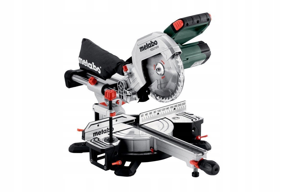 Metabo KGS 216 M Ukośnica Kapówka Pilarka z Funkcją Posuwu 216 mm 1200W szerokość cięcia 305 mm, głębokość 70 mm