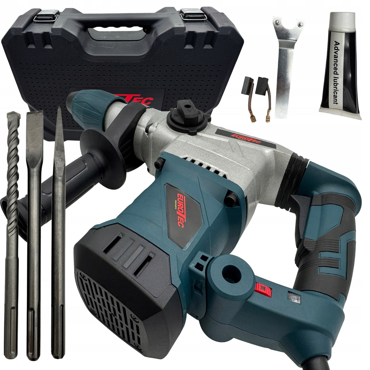 Młot udarowy obrotowy młotowiertarka SDS MAX 3100W 22J do kucia i wiercenia, zasilanie sieciowe 230 V, waga 7,3 kg