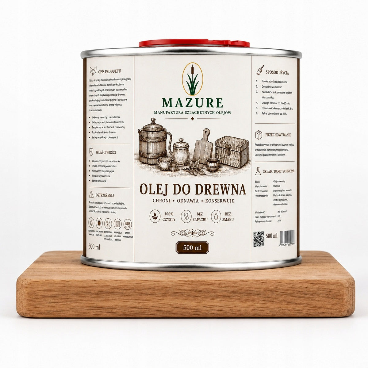 Olej do desek do krojenia kuchennych drewnianych impregnacji 100% naturalny preparat pielęgnacyjny, ochrona blatów i