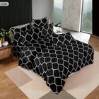 Pościel 160x200 + 2x poszewki 70x80 Komplet pościeli dwustronna wzór Czarna mikrofibra, motyw geometryczny, zapinana na