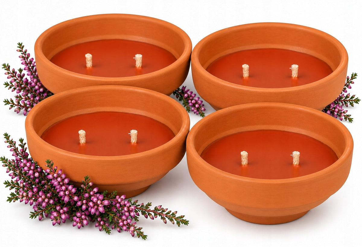 Znicz otwarty ceramiczny tradycyjny retro 2 knoty 0,7 KG 10 godz 4 SZT lampion parafinowy na grób, dekoracja cmentarna