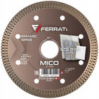 Ferrati mico 125 x 22,23 mm - Tarcza diamentowa do cięcia gresu i ceramiki do płytek, glazury i kamienia, rzaz 1,5 mm