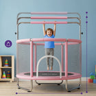 Trampolina dla dzieci domowa z siatką ochronną akcesoriami różowa do skakania, okrągła 140 cm, obciążenie 200 kg, 36