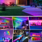 Taśma LED RGB neon 15m wodoodporna IP67 pilot + sterowanie aplikacją wąż świetlny dekoracyjny wielokolorowy 24V 60W do