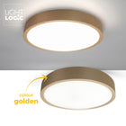 Plafon sufitowy LED hermetyczny LL norik 18W kolor złoty okrągły IP44 27cm lampa do łazienki z wbudowanym źródłem