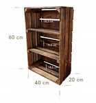 Drewniana skrzynka, opalany organizer z 2 półkami, 60x40x20 cm, styl loft pojemnik dekoracyjny do przechowywania