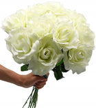 Róża Biała Bukiet Róż Sztuczne Kwiaty Gałązki do Wazonu Róże Jak Żywe 53 cm dekoracja wnętrza, ozdoba florystyczna, 12