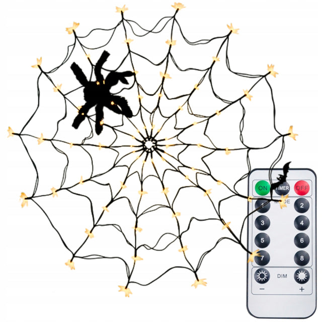Dekoracje halloween świecąca pajęczyna lampki sztuczny pająk LED 120 CM girlanda świetlna, łańcuch ozdobny na przyjęcie tematyczne