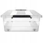 Pojemnik z pokrywą do przechowywania 28l organizer plastikowy na zabawki skrzynia na kółkach, bezbarwna, 39x59x17 cm