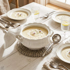 KAIA HOME Waza 3 l z pokrywką 20 cm retro vintage biała ceramika gastro porcelanowa do zupy, bulionu i serwowania dań