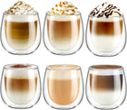 6x SZKLANKI TERMICZNE DO KAWY LATTE ESPRESSO 120ml ATESTOWANE podwójna ścianka, szklane, na herbatę, bezbarwne