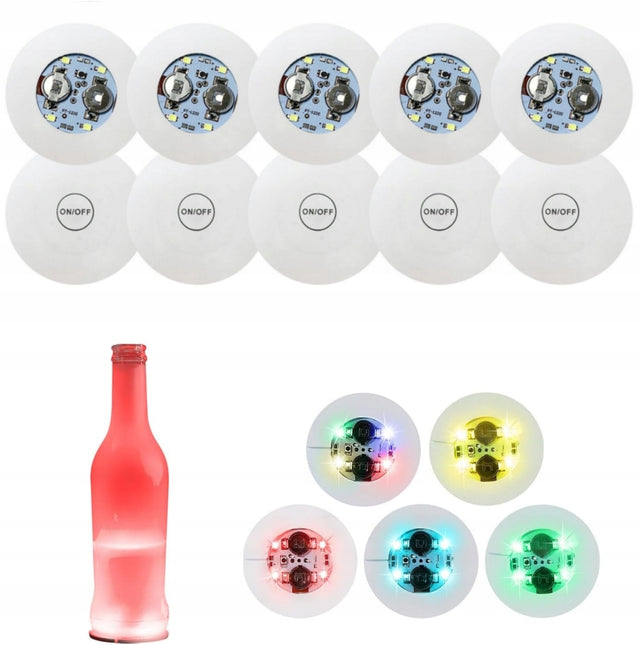 Podstawka Naklejka LED pod Butelkę Szklankę Kubek Zestaw 10 szt. podkładki