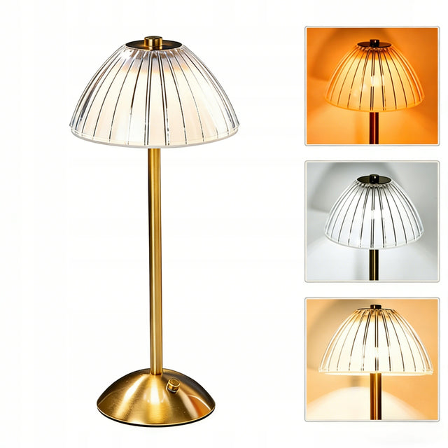 Elegancka nowoczesna Lampa Stołowa LED bezprzewodowa sterowanie dotykowe ZŁ nocna metalowa na akumulator 37 cm do sypialni