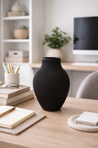 Wazon dekoracyjny nietłukący skandi boho modern nowoczesny czarny 18 CM pojemnik na kwiaty, do salonu, z tworzywa