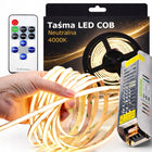 Zestaw Taśma LED Neon COB 5m 4000K biała neutralna - zasilacz 60W pilot oświetlenie dekoracyjne do wnętrz 12V 900 lm