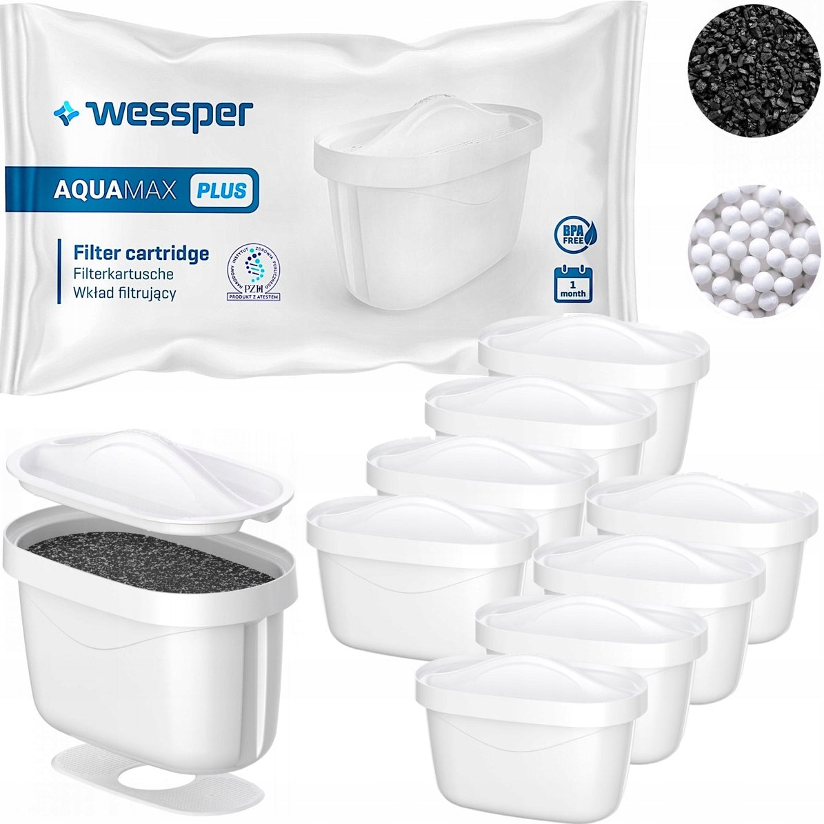 8x filtr wessper aquamax plus aqua MAX Plus do wody do dzbanka brita dafi Aquaphor Amethyst