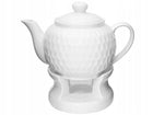 Dzbanek na Podgrzewaczu Biały Porcelana Imbryk do Herbaty Prezent 900ml czajniczek do parzenia naparów, serwowania