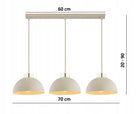 Lampa Wisząca Zwis Plafon Żyrandol Półkula Ecru Beżowa Kaszmir Moon Led metalowa 3-punktowa do salonu i jadalni, gwint