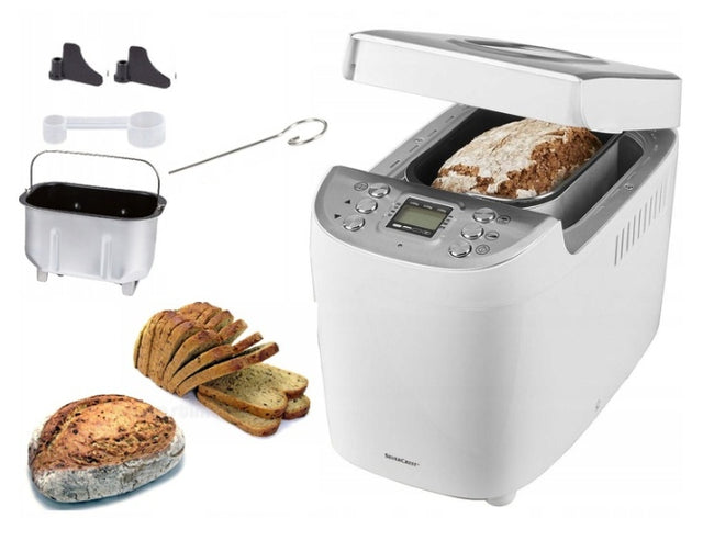 Wypiekacz do chleba SilverCrest SBB 850 E1 srebrny/szary 850 w automat do pieczywa, 16 programów, wyrabianie ciasta, opóźniony start