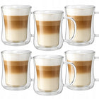 6x SZKLANKI TERMICZNE DO KAWY 400ML ZESTAW SZKLANEK DO LATTE HERBATY KUBKI z podwójną ścianką, bezbarwne szkło