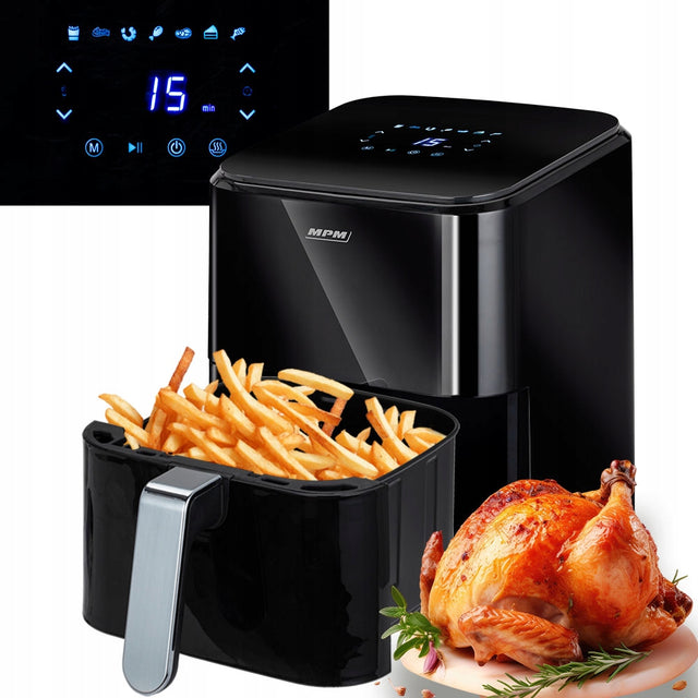 Frytkownica beztłuszczowa air fryer 4,5 l duża czarna MPM MFR-11 czarny
