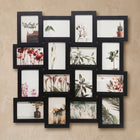 Multiramka na 16 zdjęć 61X61 CM MDF czarna ramka na zdjęcia 10X15 CM kolaż fotografii, galeria ścienna, dekoracja do