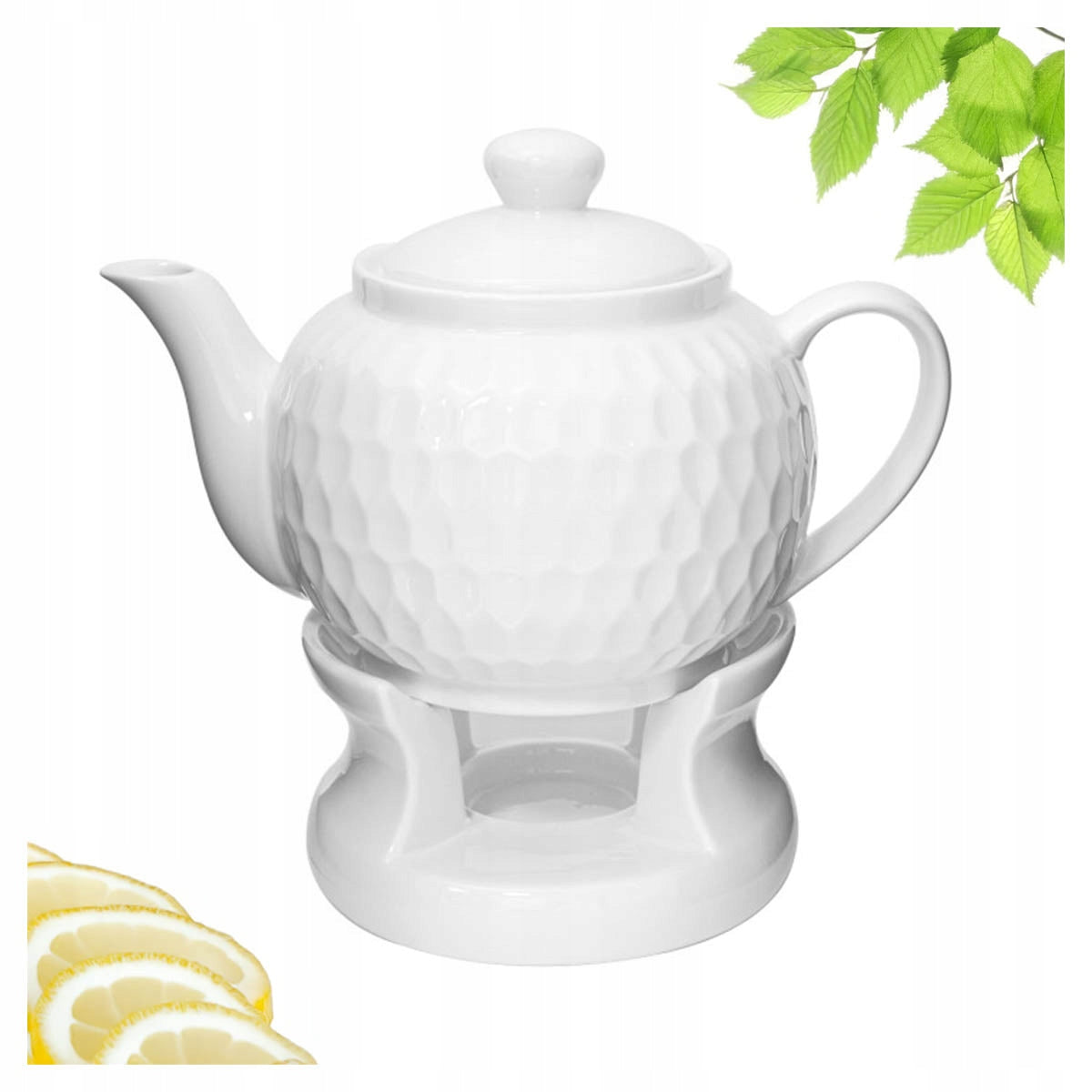 Dzbanek na Podgrzewaczu Biały Porcelana Imbryk do Herbaty Prezent 900ml czajniczek do parzenia naparów, serwowania