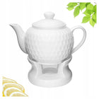 Dzbanek na Podgrzewaczu Biały Porcelana Imbryk do Herbaty Prezent 900ml czajniczek do parzenia naparów, serwowania