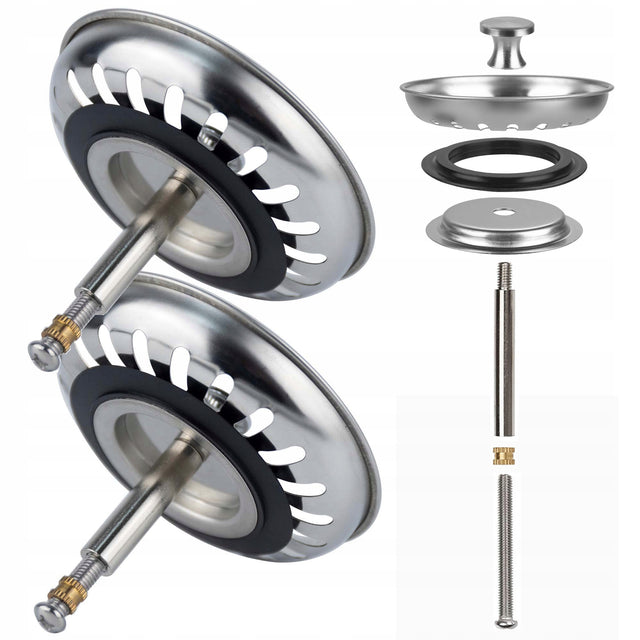 2x sitko koszyk korek do zlewozmywaka 79mm regulacją do zlewu franke polska metalowy filtr odpływowy, wystający uchwyt, komplet 2 sztuk