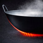 YOSUKATA Wok 34 cm stal węglowa płaskie dno indukcja gaz stir-fry patelnia do kuchni azjatyckiej, nienagrzewające się