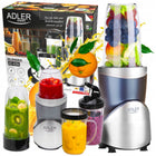 Blender kielichowy do smoothie koktajli 1200W 4 bidony butelki 4w1 srebrny