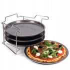 Zestaw 4 blach form do pizzy ze stojakiem forma do pizzy 30 cm kamille metalowe naczynia kuchenne, wypiek w piekarniku