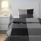 Komplet pościeli kołdra 150cm x 200 poduszka 50x60cm 2 części szary ikea bawełniana w kratkę z napami do sypialni