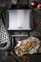 Grill elektryczny opiekacz mocny panini do mięsa warzyw 2500W Regulacja nominalna srebrny/szary