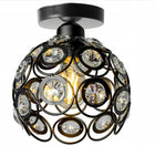 Lampa sufitowa czarna E27 jednopunktowa zdobiony klosz z kryształami oświetlenie wiszące metalowe 20 cm do salonu i