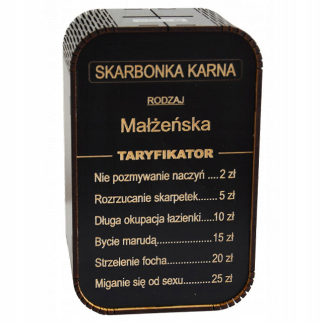 Fajny Śmieszny Prezent Skarbonka Karna Małżeńska Rocznica Ślubu Męża Żony na drobne kary, gadżet dla pary, urodziny