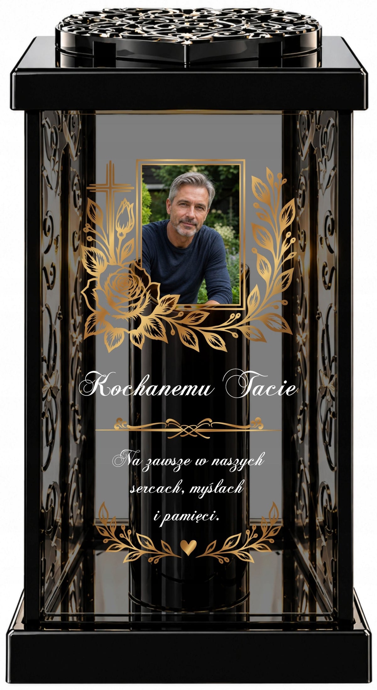 Unikatowa Kapliczka z Personalizowanym zdjęciem Fotografia dla Taty Mamy znicz LED na grób 31 cm