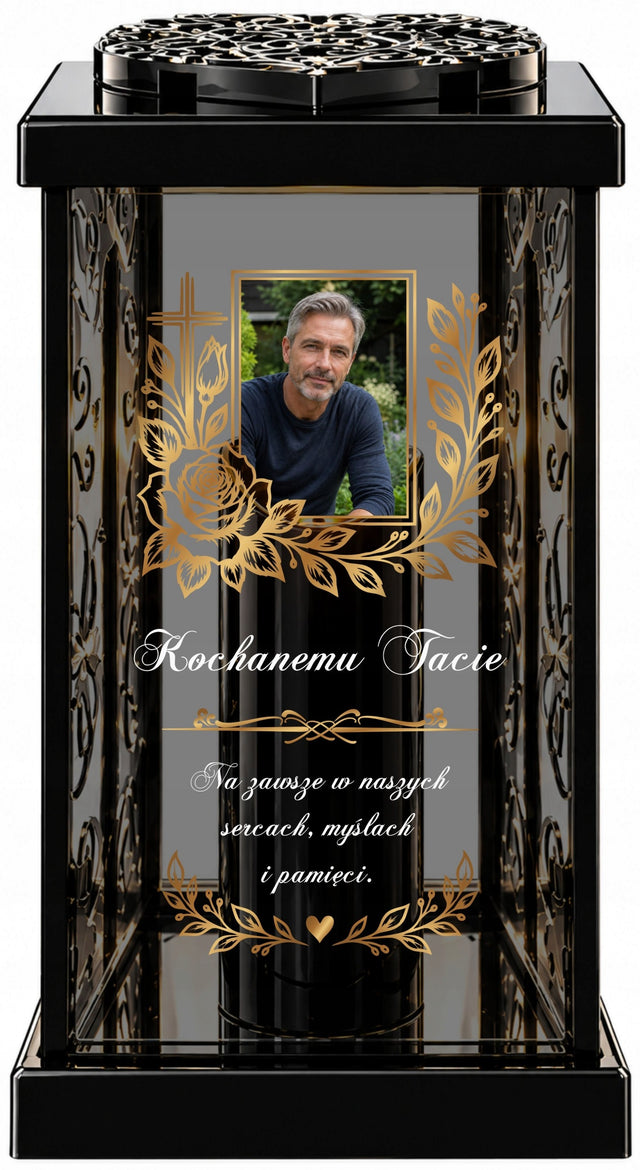 Unikatowa Kapliczka z Personalizowanym zdjęciem Fotografia dla Taty Mamy znicz LED na grób 31 cm